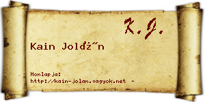 Kain Jolán névjegykártya