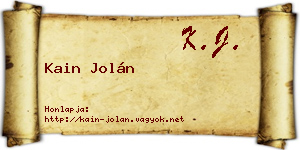Kain Jolán névjegykártya