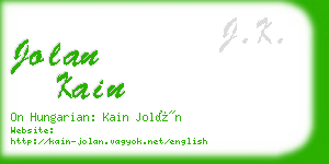 jolan kain business card